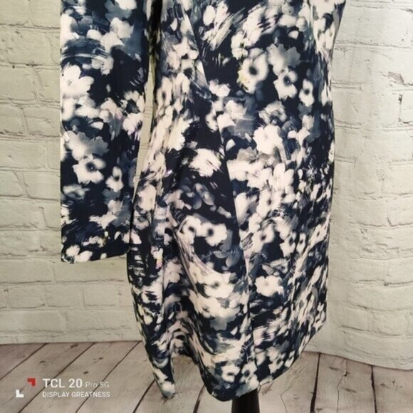 ZARA WOMAN Blue White Floral IKAT print Dress M NEW - Picture 7 of 10